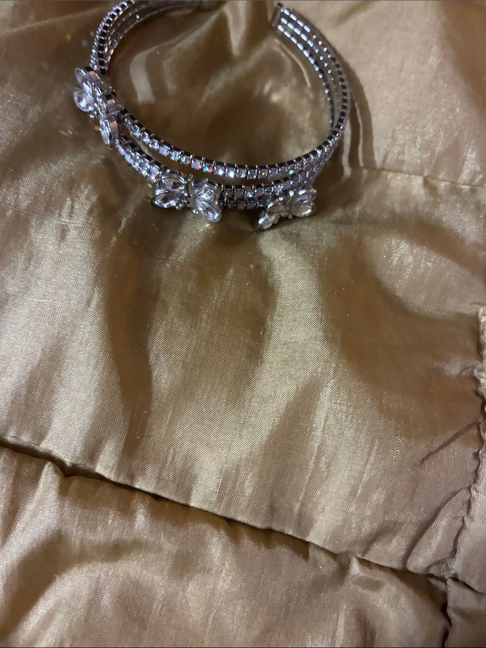 Crystal Floral Silver Bracelet - Women Jewelry